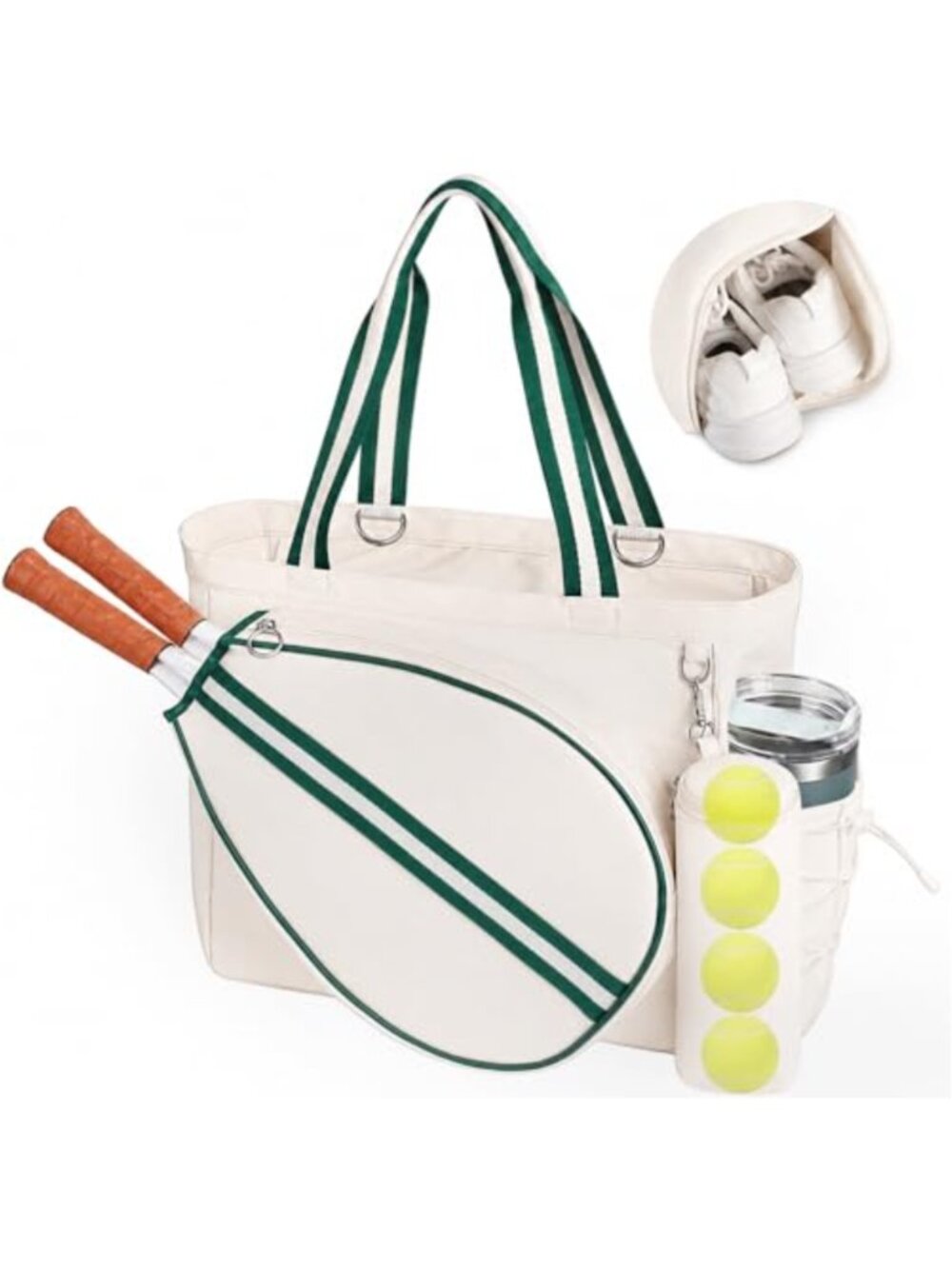 42L Tennis Tote Bag with Shoe Compartment Wet Pocket Fits 2 Rackets Laptop